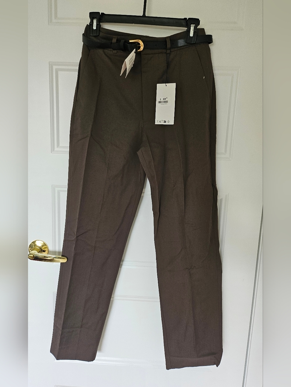 Zara Dark Green Dress Trousers with Black Belt